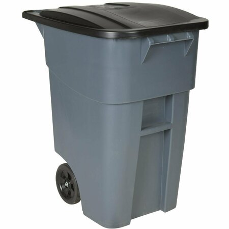 RUBBERMAID 50 Gal. Plastic Trash Can With Lid FG9W2700GRAY